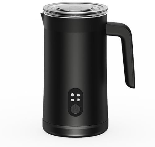 Ovetedot Montalatte Elettrico, 4-in-1 Montalatte Elettrico Cappuccino, 400ml Grande Capacità, Scaldalatte per Latte Caldo e Freddo, Schiumatore per Cappuccino, Latte, Macchiato(Nero)