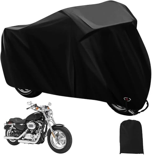 Yunzhou1230 Motorbike Cover Waterproof Outdoor - Oxford Motorcycle Cover for Scooter, Bike & Moped - UV/Dust/Rain Protection with Lock Hole & Storage Bag (96.4x41.3x49.2 inch)