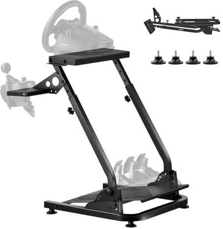 VEVOR Supporto per Volante da Corsa, Supporto per Simulatore Regolabile Pieghevole per Logitech G29 G27 G920 G923, Thrustmaster T300RS T300GT T248 TS-PC TSXW Gaming Cockpit, Pedali NON Incluso