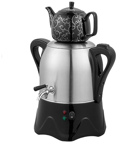 RKXKJ Tetera Turca Eléctrica De 2000 W, Tetera De Acero Inoxidable De 3 L, Tetera De Cerámica De 1 L, Samovar Eléctrico con Función De Mantenimiento del Calor, para Café Y Té Aromático.