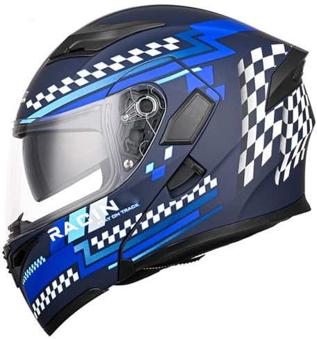 Casco Moto Modulare Apribili Caschi Moto Integrali Con Doppia Visiera Omologato DOTECE Casco Apribile Integrato Casco Modulari Integrale Per Uomini Donne Casco Modulare C,XL:61-62CM