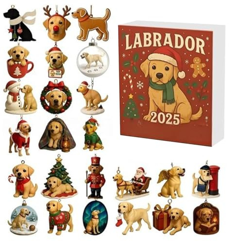 Adventskalender, 2D akryl hund hänge | 24 dagar adventskalender hund nedräkning | för pojkar, vuxna, vänner, nyårsfestgåvor, strumpdekorationer