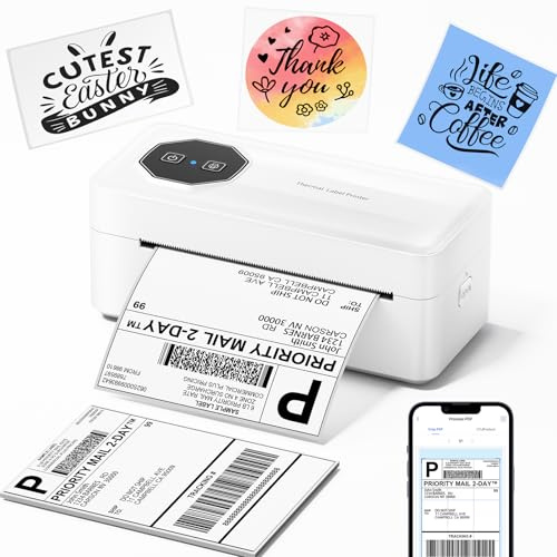 TATTMUSE Bluetooth Thermal Shipping Label Printer, A646 Wireless 4x6 Label Printer for Small Business and Shipping Packages, Compatible with iPhone Android Windows Mac, Amazon, Ebay, USPS, UPS, White