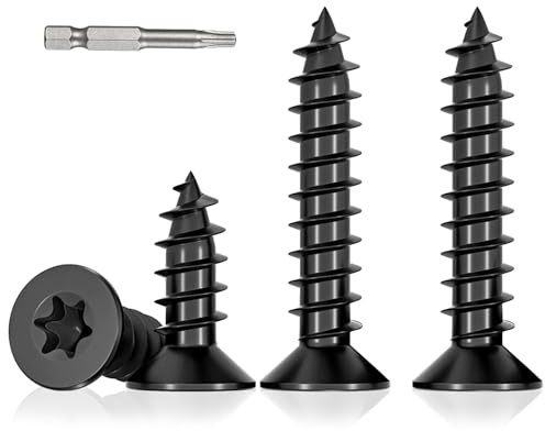 BACSHBY 20 Piezas M3x6mm Tornillos para Madera,Acero Inoxidable A2 V2A Torx de Cabeza Avellanada Autoperforantes Negro para Muebles