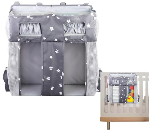 Organizador De Cuna: Soporte De Pared De 16 Cm Para Pañales, Organizador De Guardería Con Múltiples Compartimentos, Almacenamiento Colgante Con Múltiples Bolsillos, Carrito Junto A La Cuna Con Bolsill