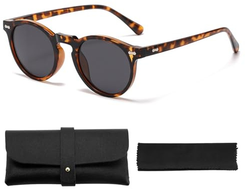 HTTDSLF Occhiali da Sole per Bambini Ragazzi Ragazze, Occhiali da Sole Polarizzati Rotondi per Bambini Adolescenti dagli 8 ai 18 Anni, UV400, Retrò Stile & HD, con Borsa per Occhiali