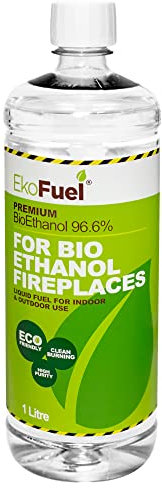 EKOFUEL (1 Litre) Premium Bioethanol Fuel – Bio Ethanol Liquid Fuel for Fires Pits, Fireplace | High Purity Clean Burning Bio Ethanol Fuel | Indoor & Outdoor Ethanol Fuel | Bioethanol Fuel Liquid