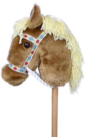 Prairie Ponies Stick Horse - Hobby Horse - Stick Pony (Palomino with White Heart Folk Halter)