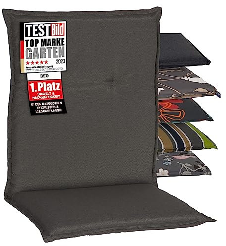 Beo Niedriglehner Auflagen Wasserabweisend Barcelona Gartenstuhlauflagen Niederlehner UV-beständig, fleckenabweisend & waschbar Atmungsaktive Stuhlauflage Niedriglehner Bremen NL Dunkelgrau