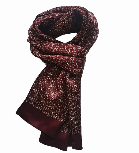 XUYUZUAU Écharpe pour hommes 100% Soie Double couches Mode Enveloppant Foulard Lisse Formel Affaires Décontracté Fête Motif Paisley, 160*26cm