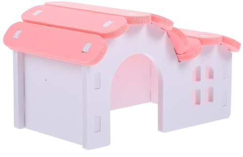 POPETPOP Hamster Nest Wooden Hideout Small Animal House 5.51 Inch Cozy Habitat for Hamsters Gerbils Chinchillas and Rabbits