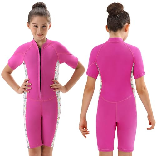 DEHAI Wetsuit Kids for Boys Girls Toddler Youth 3mm Neoprene Back Full Wet Suit Childrens Front Zipper Shorty Thermal Swimsuits Cold Water Warmth for Swimming Diving Surfing