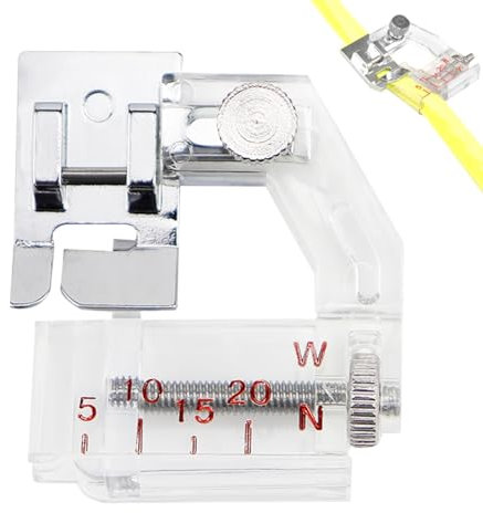 LNQ LUNIQI 1 Stück Verstellbarer Nähmaschinen Nähfuß, Silber Nähfuß Schrägband Bindefuß, Edelstahl Nähmaschinen Schrägbandnähfuß Zubehör für Industrie und Haushalt