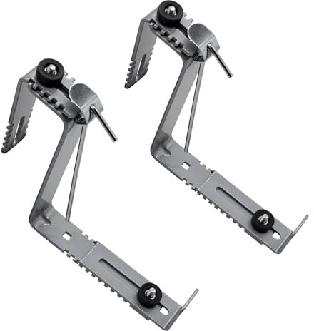 Blumenkasten Halter grau bis 50 kg individuell verstellbar - 2er Set - Metall Halterung für Balkongeländer von 4-12 cm - Geländer Mauer Pflanzkasten Haken variabel