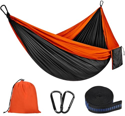 Hängematte Outdoor Camping Hängematten 300kg Tragkraft (300 x 200 cm) Einzel oder Doppel Ultraleicht Tragbar Reise Hängematte Garten Strand Doppelhängematte Fallschirm Nylon Atmungsaktiv Hammock