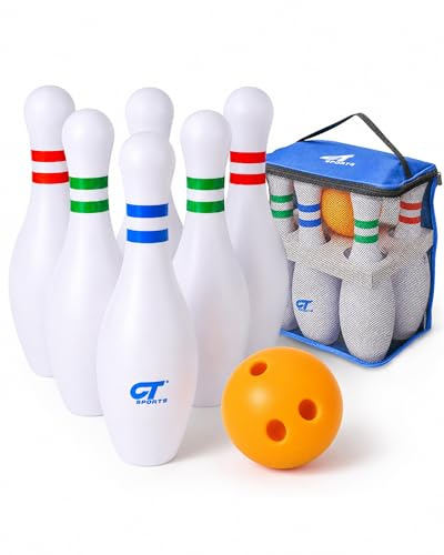 CT SPORTS Jeu de bowling géant en plein air - Jeu de bowling Jumbo à 6 broches avec balle pour pelouse, plage, arrière-cour ou événement