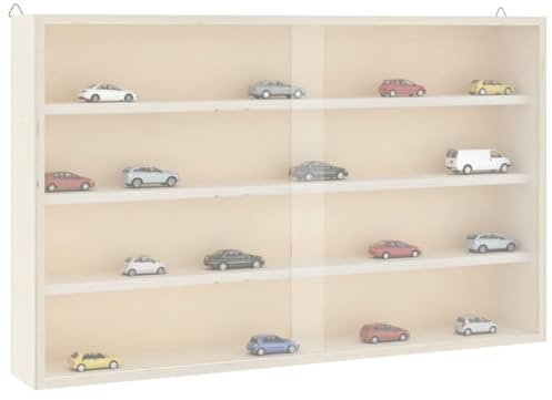 HaoChrymec Vetrina da Collezione Sospesa, 4 Ripiani con Ante Scorrevoli in PET, Compensato Leggero per Oggetti da Esporre, Design Moderno, 60 x 8.5 x 37 cm
