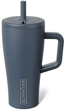 BrüMate Era 20 oz Tumbler with Handle and Straw | 100% Leakproof Insulated Tumbler with Lid and Straw | Made of Stainless Steel | Cup Holder Friendly Base | 20oz (Nightfall Blue)
