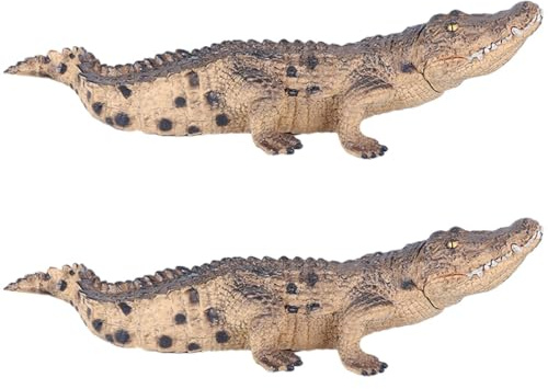 DECHOUS Modelli Realistici di Coccodrillo in Plastica, Ornamenti Decorativi per Camerette e Giardino, Set da 2 Pezzi di Animali Finti per Sviluppo Cognitivo dei Ragazzo Ragazza