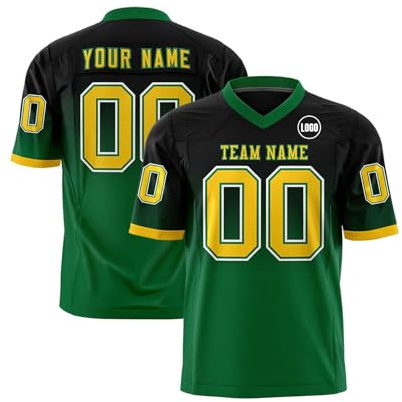 Camiseta de fútbol americano personalizada con nombre y número del equipo, camisetas deportivas personalizadas para hombres, mujeres y jóvenes, 1-verde oscuro, S