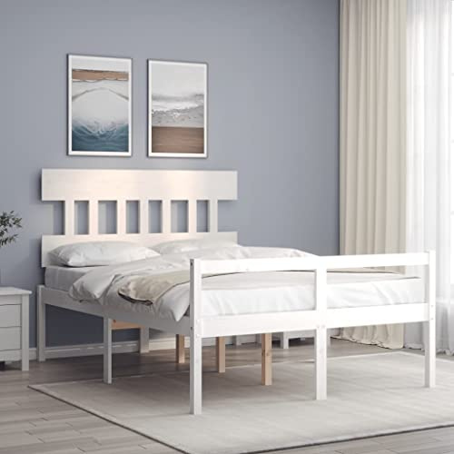 Genérico Cama Personas Mayores cabecero Madera Maciza Blanco 120x200 cm,Mobiliario,Camas y Accesorios,Camas y somieres,3195412