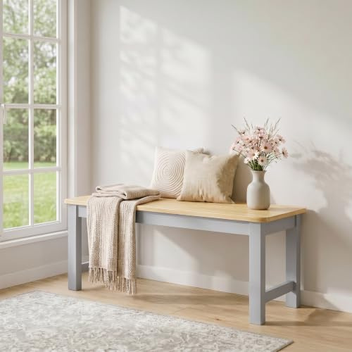 Warmiehomy Set of 2 Dining Bench,Elegant Modern Wooden Bench & Sturdy Frame