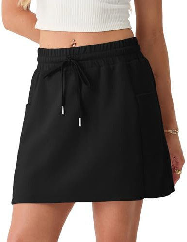 GRECERELLE Women's Athletic Skirts Tennis Elasticated Waist Mini Skirt A Line Summer Casual with 2 Deep Side Pockets