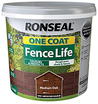 RONSEAL RSLOCFLMO5L One Coat Fence Life, Medium Oak, 5 Litre