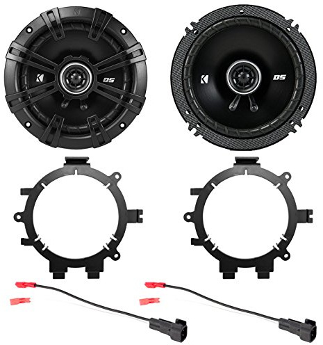 2X Kicker 6.5 240 Watt 2-Way 4-Ohm Car Audio Coaxial Speakers with Enrock Speaker Mounting Brackets and Wire Harness Compatible with Select 1996-2009 GM Full Size SUV Car Vehicles