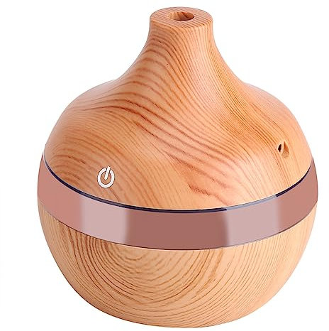 Humidificador de 300 ml, 7 Luces difusor de Aceite Esencial de Madera, portátil USB humidificador silencioso para casa, Yoga, Oficina, SPA, Dormitorio, Dormitorio