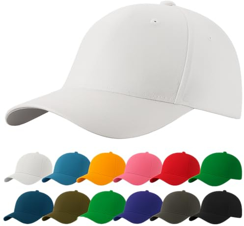 4sold Baseballkeps unisex, i bomull, ren färg, baseboard basebollkeps, Vit, En Storlek