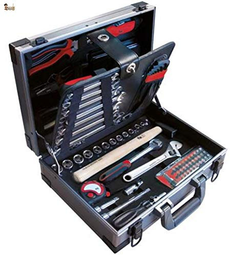 BricoLoco Maletín caja herramientas completo. Kit surtido mantenimiento. Calidad profesional cromo vanadio. Set organizador. Maleta herramientas de mano. 91 PIEZAS.