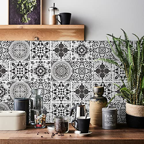 HORIWE Fliesenaufkleber Mosaik Wandfliese Aufkleber 24 Stück PVC Fliesensticker Fliesen Marokko Selbstklebende Tapete Wasserdicht Wandaufkleber für Küche,Schrank,Möbel,Tisch