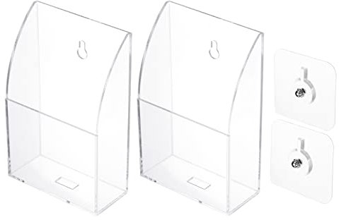 PATIKIL Remoto Control Soporte, 2 Paquete Acrílico 1 Ranura Pared Montado Carga Teléfono Soporte Carrito Organizadores Medios Almacenamiento Caja para Oficina, Transparente