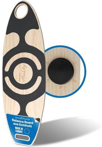 ARTZT vitality Balance Board XL 6 in 1 mit rutschfestem höhenverstellbare Standfuß Gleichgewichtsboard 75 x 25 cm mit Griffmulden | Balancetraining Erwachsene Kinder | Made in EU Buche, 75 x 25 cm