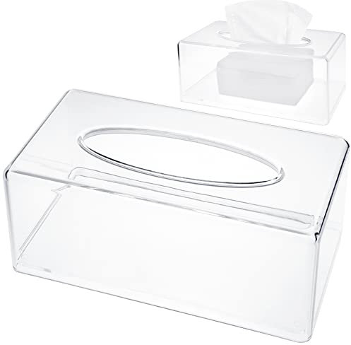 Cisolen Taschentuchbox aus Acryl Kosmetiktücherbox Tücherbox Tissue Box Taschentücher Box Rechteckige Taschentuchspender für Schlafzimmer Esszimmer Büro Badezimmer