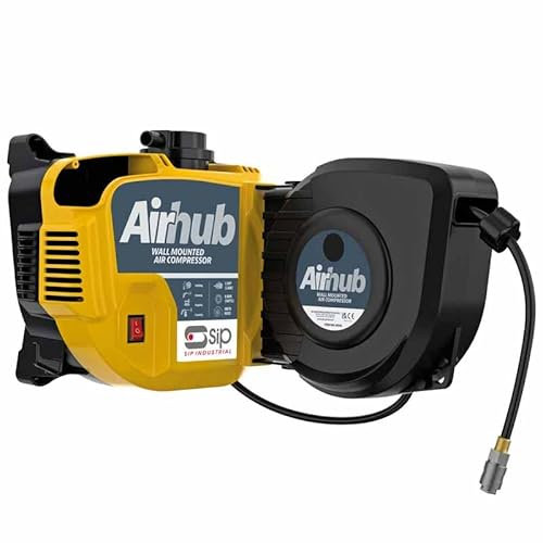 SIP AirHub Wall-Mounted Air Compressor Low Noise Oil-Free Direct Drive, 1.5hp 116psi 6.3CFM Air Kit