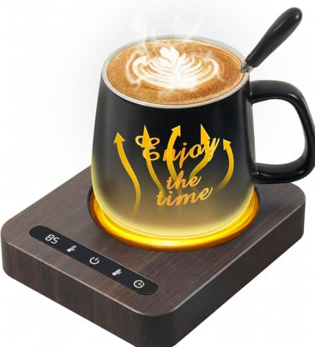 Coffee Mug Warmer & Mug Set,Mug Warmer for Desk with Auto Shut Off,Mug Warmer with Mug,Cup Warmer Set,4 Temperature Setting&1-12H Timer,for Heating Coffee, Beverage, Milk, Tea and Hot Chocolate.