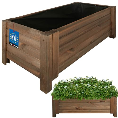 KOTARBAU® Växtlåda - Träplanteringslåda - 79 x 39 x 30 cm - Blomlåda - Planteringslåda Trä - Brun - Planteringslåda för Balkong - Terrass Trädgård - Balkonglåda - med Vlies för Ogräs