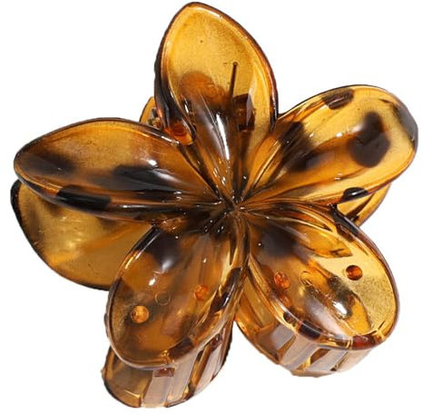 1 barrette à cheveux léopard Plumeria pour femme, pince hawaïenne, pince à cheveux, antidérapante, tenue forte, accessoires de coiffure pour femme, fête, plage, piscine, vacances, jaune