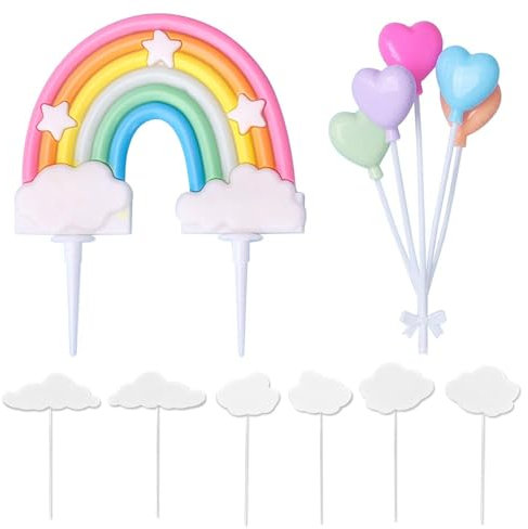 EHDWXVZM Décoration Gâteau Arc-en-Ciel et Ballon avec 6 Nuages pour Fête d'Anniversaire Enfants