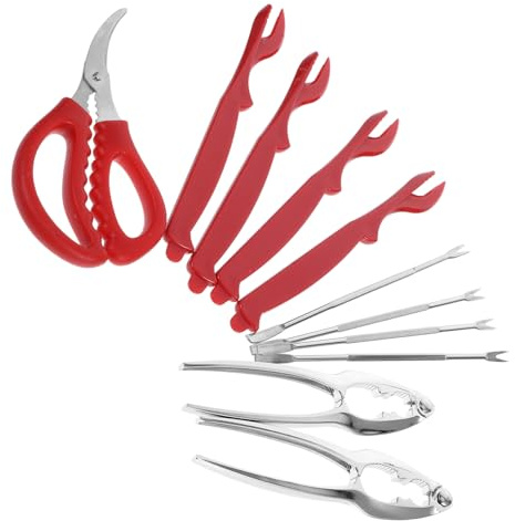 SHOWERORO Set Utensili da Cucina per Frutti di Mare in Acciaio Inox, Cracker per Chele, Forchette per Aragosta e Pinze, Design Ergonomico Antiscivolo, per Consumare Aragosta e Granchi a Casa