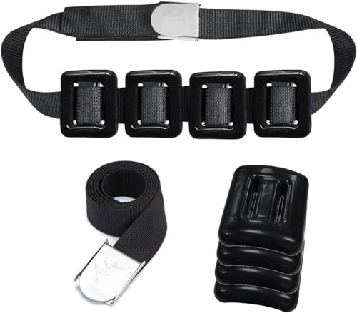 MOPHOEXII Cintura da Immersione con Pesi, Pesi Rivestiti in Piombo per Immersioni subacquee, Cintura in Nylon con Fibbia a sgancio rapido in Metallo per Immersioni (0,5 kg-2 kg), 4 Pezzi