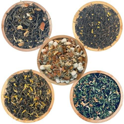 Tea Selection Gift Set – Tea Gift Box - 5 Speciality Blends – Ideal Gifts For Women & Men, Birthday, Anniversary & Mothers Day, Assorted Tea Hamper, Herbal, Green, Black, Lemon 100g (100 cups)