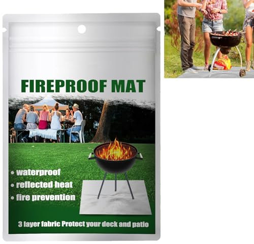 GNAUMORE Esterilla de protección del suelo, alfombra para barbacoa, estufas de chimenea, suelo, césped, barbacoa al aire libre, alfombrilla ignífuga, alfombrilla protectora de suelo, impermeable