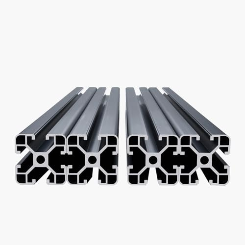 VEVOR Profilés d'Extrusion en Aluminium 4040, Lot de 4, Rail Linéaire Anodisé Norme Européen Rainure en T 600 mm, Haute Résistance, pour Imprimante 3D, Machine Bricolage CNC, Gravure au Laser, Noir