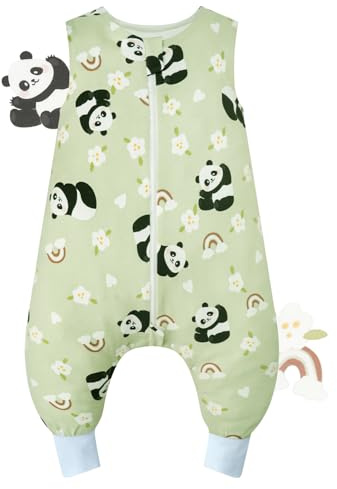 WYTbaby Sacco nanna con piedi, 1,0 Tog, in 100% cotone, morbido sacco a pelo per tutto l'anno, senza maniche, ideale per dormire e calore, perfetto per ragazzi e ragazze, 70 cm