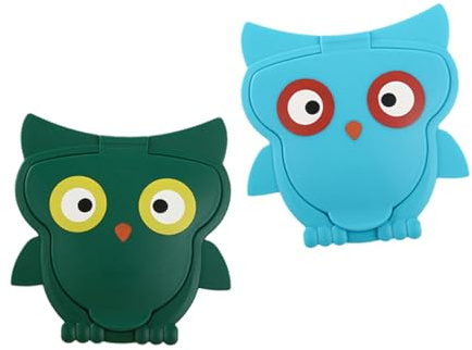 Kisangel 2 piezas Reutilizable para Toallitas Húmedas Diseño de Búho Infantil Tapa Protectora Práctica para Hogar Oficina y Coche de Unidades Azul y Verde