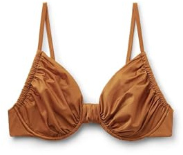 CALZEDONIA Woman's Balconette Swimsuit Top Shiny Satin in Brown, Size M