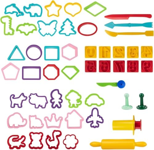 Genio Kids Zubehör Knetwerkzeug 50 Stück Knetset - Knetmasse Plastilin Knetzubehör Werkzeug für Kinder, Mädchen und Jungen (New)